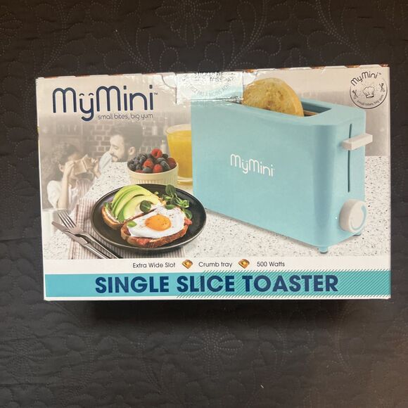 Nostalgia My Mini Wide Slot Single Slice Compact Toaster Dorm RV Hotel AQUA NIB - Picture 3 of 12